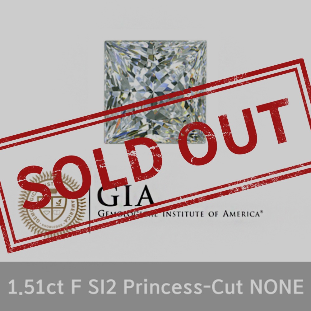 GIA 1.51ct F SI2 Princess-Cut None