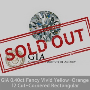 GIA 0.40ct Natural, Fancy Vivid Yellow-Orange, Even I2 Cut-Cornered Rectangular Step Cut None 4부 천연 다이아몬드 옐로우 오렌지 나석
